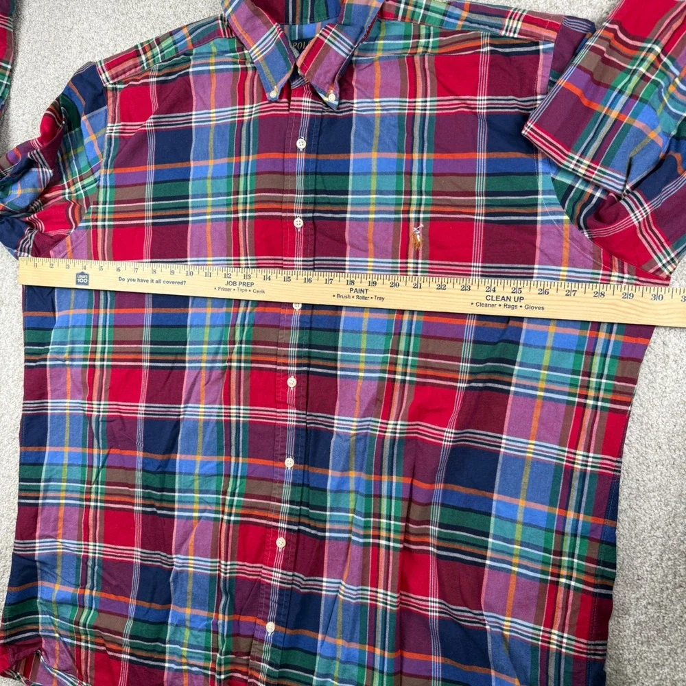 Polo Ralph Lauren Button Down Shirt Mens 2XLT Multicolor Plaid Classic Fit